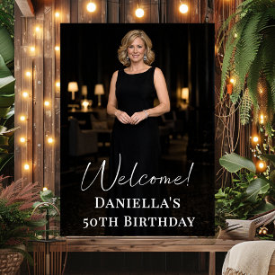 Birthday party photo elegant welcome poster