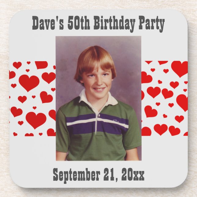 Birthday Party Photo Favor Beverage Coaster (Front)