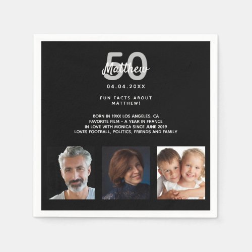 Birthday party photo fun facts black white guy napkins