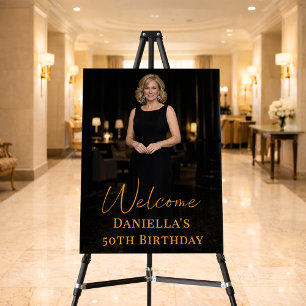 Birthday party photo gold elegant welcome foam board