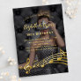 Birthday party photo gold music notes luxury invitation