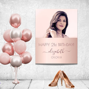 Birthday party photo rose gold pink name foam board