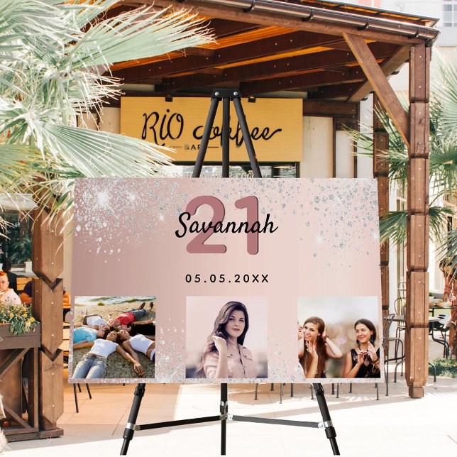 Birthday party photo rose gold silver glitter foam board (Creator Uploaded)