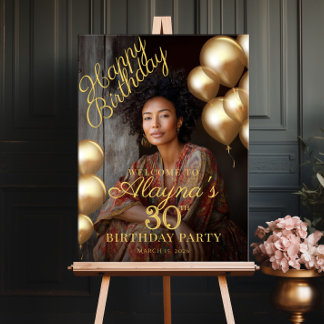 Birthday party photo welcome poster