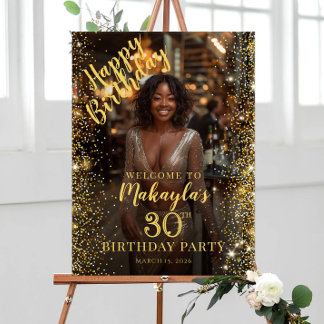Birthday party photo welcome poster