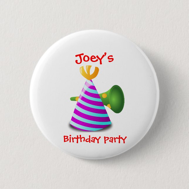 Birthday party pinback button (Front)