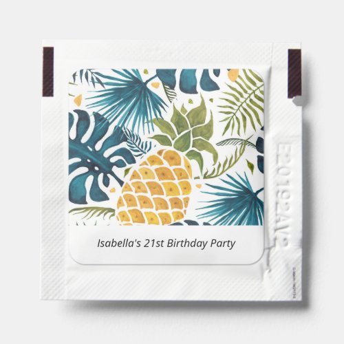 Birthday party pineapple pineapple palm leaves hand sanitizer packet