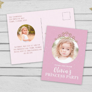 Birthday Party Pink Photo Princess Simple Cute Postcard