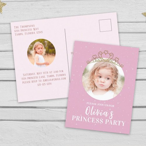 Birthday Party Pink Photo Princess Simple Cute  Postcard