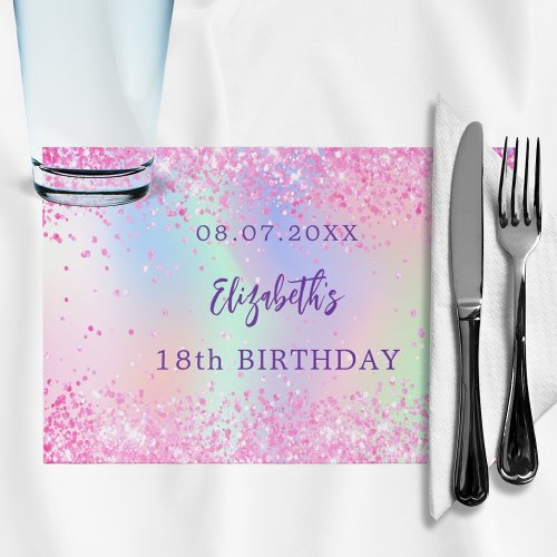Birthday party pink purple glitter holographic paper pad