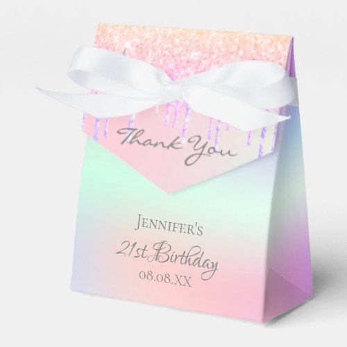 Birthday Party pink purple holographic Favor Boxes