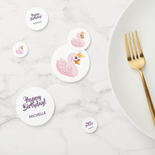 Birthday party pink purple princess swan girl confetti