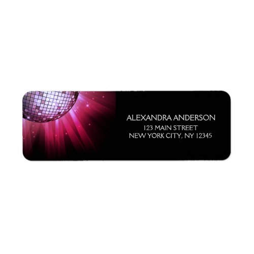 Birthday Party Pink Sparkle Disco Ball Label