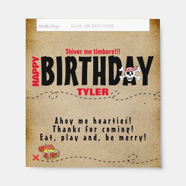 Birthday Party Pirate Chocolate Candy Bar (Front)