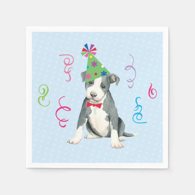 Birthday Party Pit Bull Terrier Napkins (Front)