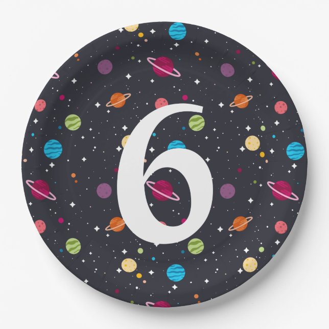 birthday party planets and stars paper plates (Front)