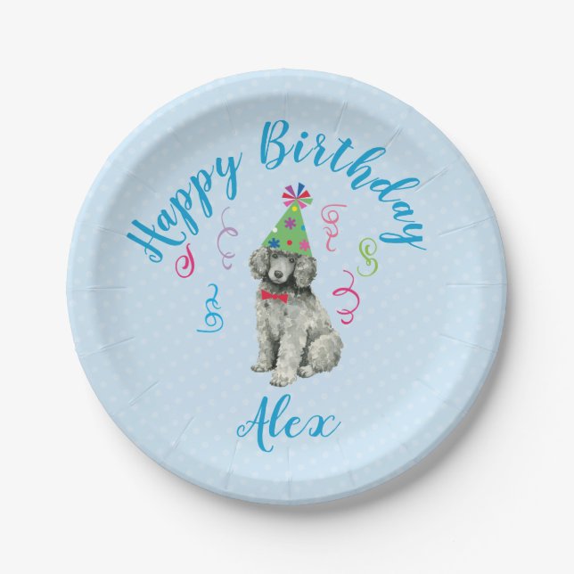 Birthday Party Poodle Paper Plates (Front)