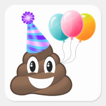 Birthday Party Poop Emoji Sticker by MishMoshEmoji at Zazzle