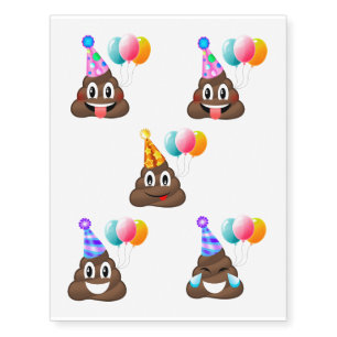 Birthday Party Poop Emoji Temporary Tattoos