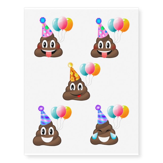 Birthday Party Poop Emoji Temporary Tattoos (Front)