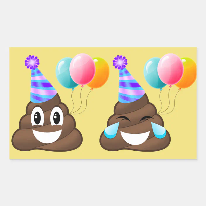 Personalised Emoji Poop Poo Birthday Party round stickers labels party sheet 