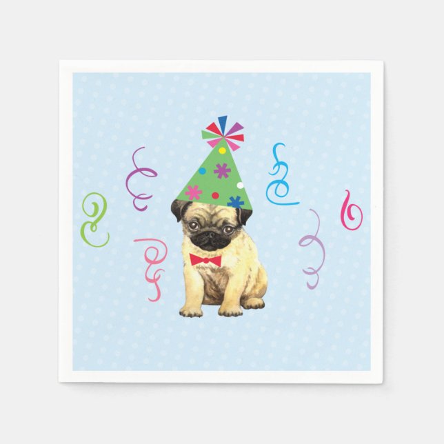 Birthday Party Pug Napkins (Front)
