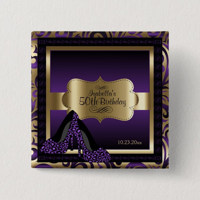Birthday Party | Purple and Gold Button (Front)