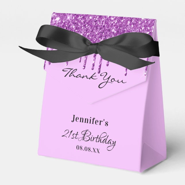 Birthday party purple glitter drips glamorous favor boxes (Front Side)