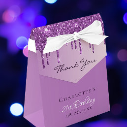 Birthday Party purple glitter monogram thank you Favor Boxes