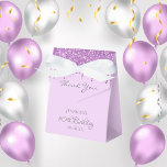 Birthday Party purple glitter violet thank you Favor Boxes<br><div class="desc">Elegant, classic, glamorous and girly for a 50th (or any age) birthday party favors. A violet, lavender colored background. With the text: 50th Birthday and Thank You written with a modern gray colored hand lettered style script. Decorated with purple faux glitter drips, paint dripping look. Personalize and add a name...</div>