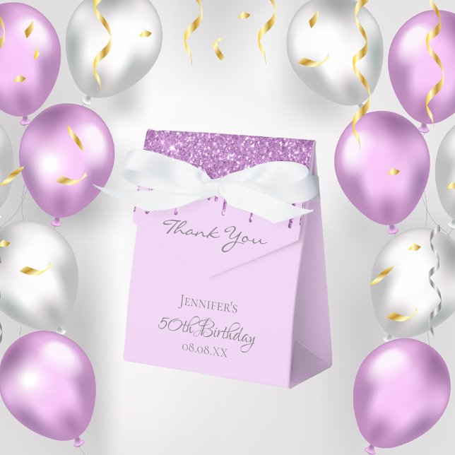 Birthday Party purple glitter violet thank you Favor Boxes (Creator Uploaded)