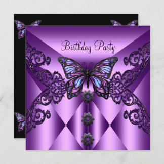 Birthday Party Purple Lilac Butterfly Invitation
