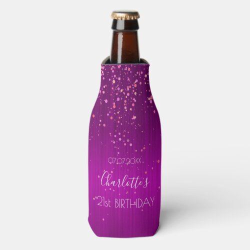 Birthday party purple pink glitter sparkle glam bottle cooler