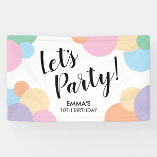 Birthday Party Rainbow Balloon Dots Name Banner