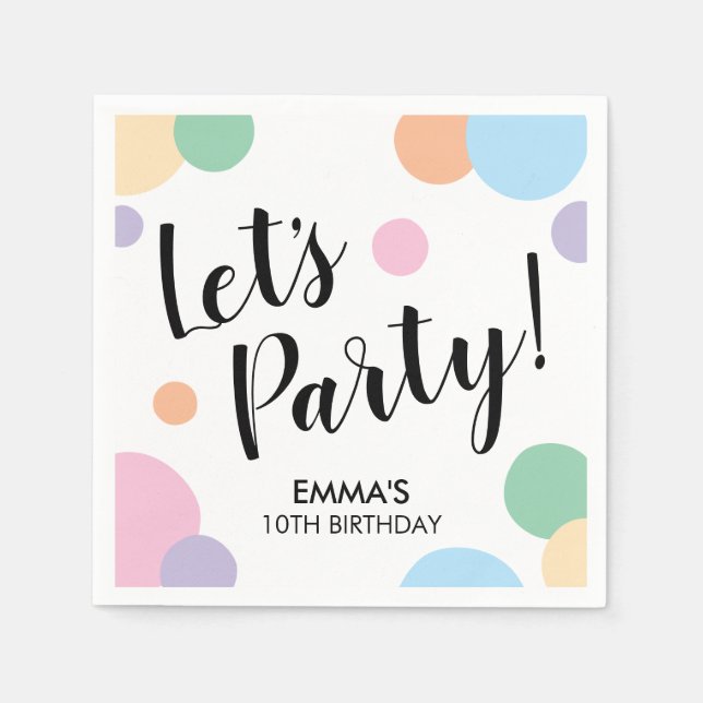Birthday Party Rainbow Confetti Balloon Dots Napkins (Front)