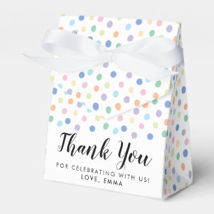 Birthday Party Rainbow Dots Confetti Kids Name Favor Boxes