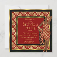 Art Deco Birthday Party Invitation Template. The invitation has a