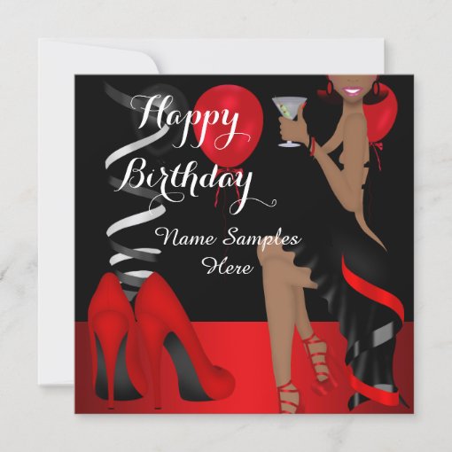 Birthday Party Red Black Shoe High Heels Ethnic Invitation | Zazzle