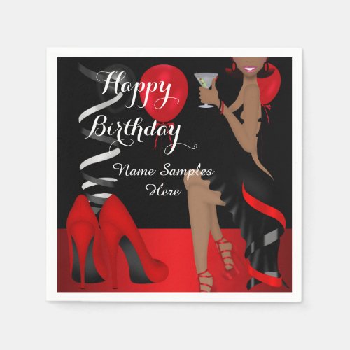 Birthday Party Red Black Shoe High Heels Ethnic Napkins