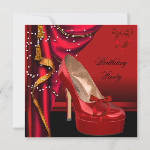 Birthday Party Red High Heel Shoe Invitation