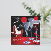 Birthday Party Red Shoe Hi Heels Wine glass Invitation (Standing Front)