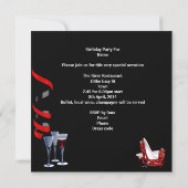Birthday Party Red Shoe Hi Heels Wine glass Invitation (Back)