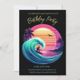 Birthday Party-Ride the Wave at Sunset Invitation