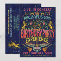 Birthday Party Rock Band Concert Ticket Retro 70s