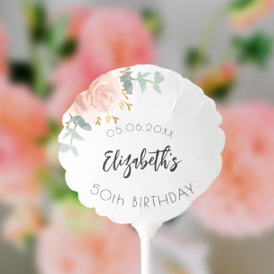 Birthday party rose gold blush flowers eucalyptus balloon