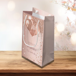 Birthday party rose gold blush glitter balloons small gift bag