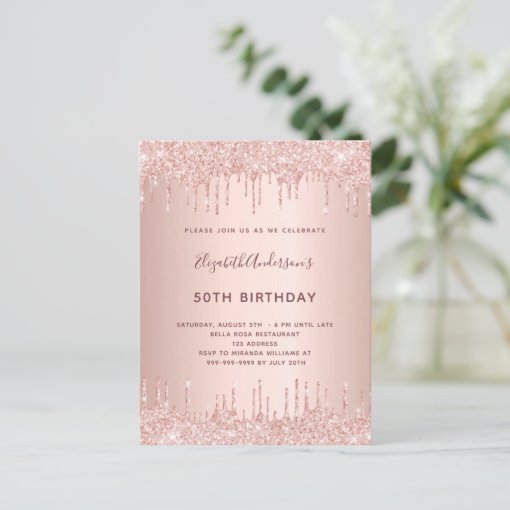 Birthday Rose Gold Blush Glitter Drips Photo Hershey Bar Favors | Zazzle