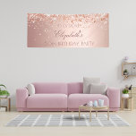 Birthday party rose gold blush glitter dust banner<br><div class="desc">A banner for a girly and glamorous 50th (or any age) birthday party. A rose gold gradient background with an elegant faux glitter dust. Personalize and add a date, name and age 50. The name is written with a modern hand lettered style script. . Perfect both as a welcome banner...</div>