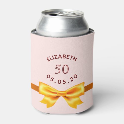 Birthday party rose gold blush name can cooler