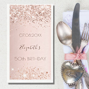 Birthday party rose gold confetti paper guest towels